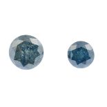 Two brilliant-cut colour treated 'blue' diamonds, weighing 2.65 and 1.41cts. Estimated P1-P2