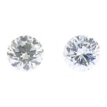 Two brilliant-cut diamonds, weighing 0.27 and 0.29ct. Estimated I-K colour, SI clarity. PLEASE