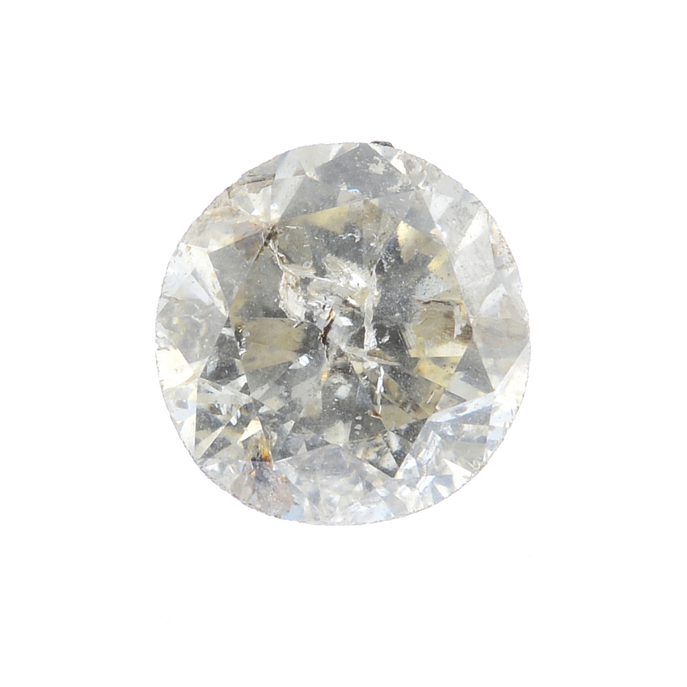 A brilliant-cut diamond, weighing 1.16cts. Estimated tinted colour, P2 clarity. PLEASE NOTE THIS LOT