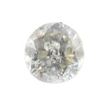 A brilliant-cut diamond, weighing 1.16cts. Estimated tinted colour, P2 clarity. PLEASE NOTE THIS LOT