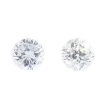 Two diamonds. To include a brilliant-cut diamond, weighing 0.26ct, with an old-cut diamond 0.30ct.