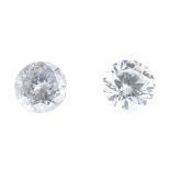 Two brilliant-cut diamonds, weighing 0.29 and 0.27ct. Estimated I-J colour, SI2-P1 clarity. PLEASE