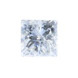 A square-shape diamond, weighing 0.40ct. Estimated I-J cololur, P2-P3 clarity. PLEASE NOTE THIS
