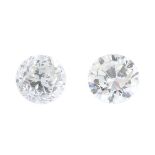 Two brilliant-cut diamonds, weighing 0.31 and 0.32ct. Estimated I-K colour, SI2-P1 clarity. PLEASE