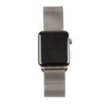 APPLE - a gentleman's bracelet watch. Model A1554, stainless steel case with ceramic case back