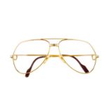 CARTIER - a pair of Santos de Cartier prescription aviator glasses. Featuring gold plated thin metal