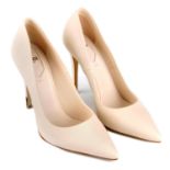 FENDI - a pair of nude pink calfskin leather court shoes.
