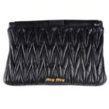 MIU MIU - black leather Matelassé clutch.