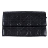 CHRISTIAN DIOR - a black Lady Dior Cannage long wallet.