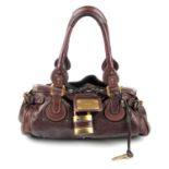 CHLOÉ - a burgundy Paddington MM handbag.
