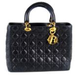 CHRISTIAN DIOR - a Cannage Quilted Lady Dior GM handbag.