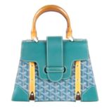 GOYARD - a green Chevron Saigon PM handbag.