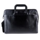 GUCCI - a grained black leather vintage briefcase.