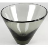 A Holmegaard grey glass vase of conical form,