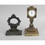 A 19th century brass cased desk clock,
