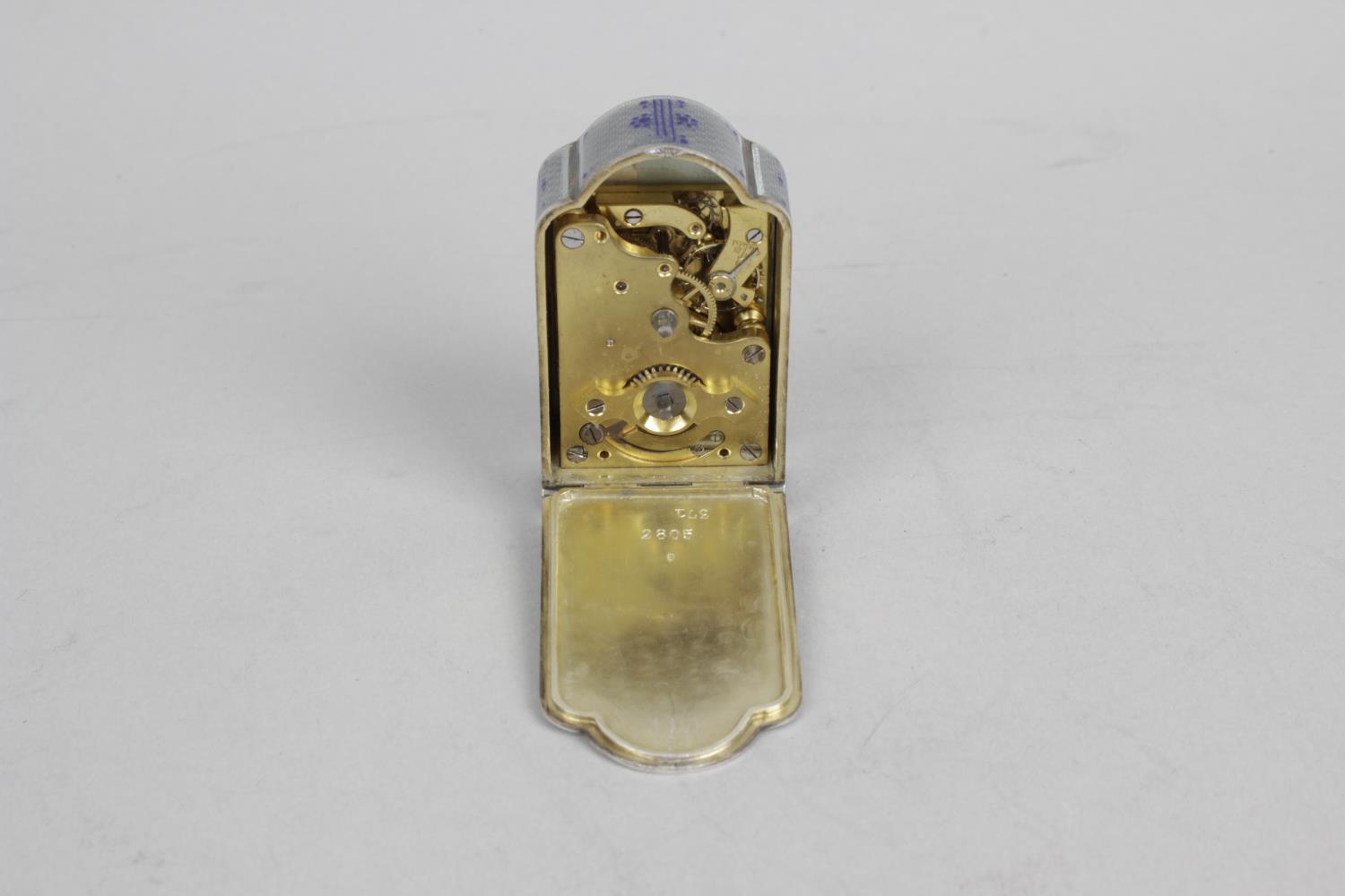 An early 20th century 925 sterling silver and enamelled miniature clock, - Image 4 of 5