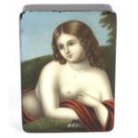 A 19th century laquered papier mache snuff box by Stobwasser of Brunswick,