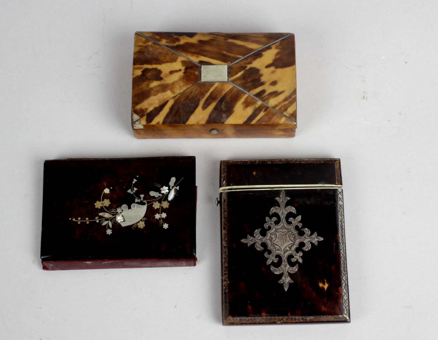 A 19th century tortoiseshell veneered visiting card case,