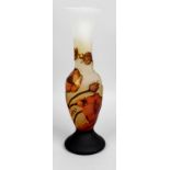 A reproduction Art Nouveau style overlaid and cut glass vase,