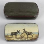 A 19th century black lacquered papier mache snuff box,