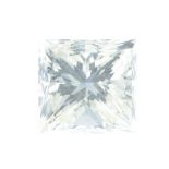 A square-shape diamond, weighing 0.70ct. Estimated L-tinted colour, SI clarity. PLEASE NOTE THIS LOT