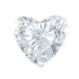 A heart-shape diamond, weighing 0.42ct. Estimated H-I colour, SI clarity. PLEASE NOTE THIS LOT