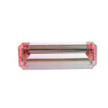 A rectangular-shape bi-colour pink tourmaline, weighing 22.70cts. Approximate dimensions 28.1 by