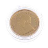 South Africa, proof gold ¼-Krugerrand 2016, with certificate no.875, in case of issue.