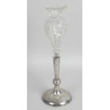 An early twentieth century Birmingham hallmarked silver and cut glass specimen bud vase,