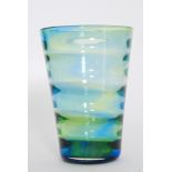 A 1940s Stevens & Williams glass Rainbow vase of tumbler form decorated with blue and green spiral