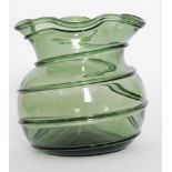 An early 20th Century Stuart & Sons glass vase of spherical form below a wave rim with applied