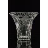 A 1930s Stevens & Williams clear crystal glass vase of flared form decorated with heavy basal