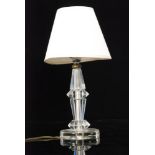 A 20th Century glass glass lamp in the Art Deco taste with a faceted knopped column above a