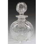A late 19th Century Stevens & Williams scent bottle of fluted globular form intaglio cut and