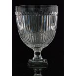 A large contemporary Marion clear crystal glass vase of footed chalice form designed by Ralph
