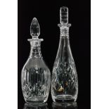 A post war Webb Corbett clear crystal glass decanter of slender form below a pillar form stopper