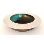 A contemporary studio pottery bowl with wide edge rim,