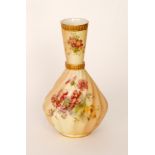 A large Royal Worcester blush ivory shape 1452 vase of fluted wrythen form,