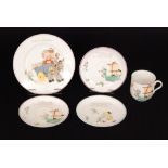 Five pieces of 1930s Shelley Mabel Lucie Attwell teawares comprising a teacup and saucer 'A fairy