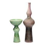 An Arabia porcelain bottle vase by Annikki Hovisaari with double gourd form body and slender neck,