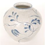 A post war Rosenthal ovoid vase designed by Fritz von Stockmayer decorated with hand painted blue