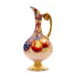 A later 20th Century pedestal ewer decorated by former Royal Worcester artist G.