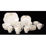 A 1930s Shelley part teaset comprising six cups, saucers, side plates, milk jug,