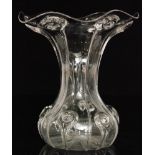 Stuart & Sons - A large early 20th Century clear crystal glass vase of low shouldered form below a