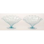 James Powell & Sons - A pair of posy vases of compressed ovoid form with flued bowl and frill rim