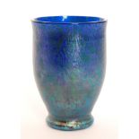 Loetz - An early 20th Century glass vase of footed swollen form decorated in the Cobalt Papillon