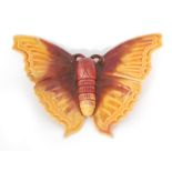 Linthorpe Pottery - A late 19th to early 20th Century majolica wall pocket formed as a butterfly