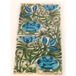 William de Morgan - Sands End - A pair of 8in plastic clay tiles decorated with hand painted