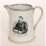 An early 20th Century souvenir jug decorated with a black and white portrait of His Excellency the