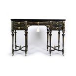 A late 19th Century French Empire style ebonised and parcel gilt ladies writing desk fitted with an